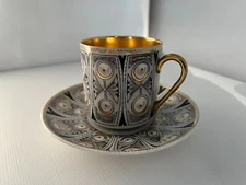 Arabia Finland Asta Demitasse Tea Cup & Saucer Gold Interior Mint Condition