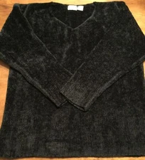 Women's Sostanza V-Neck Pullover Sweater Size M Black