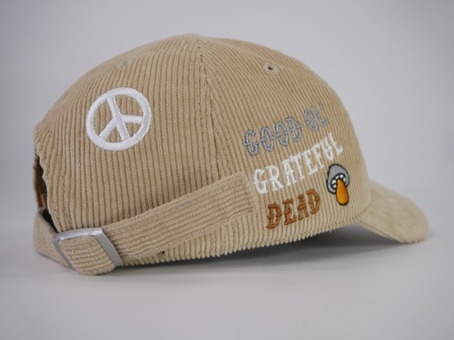 Grateful Dead Strapback Hat Corduroy Tan Brown Cream Stitched Deadhead SYF Cap - Picture 6 of 14