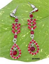 Crystal Tear Drop Dangle Earrings - Red - ER-EA768RD