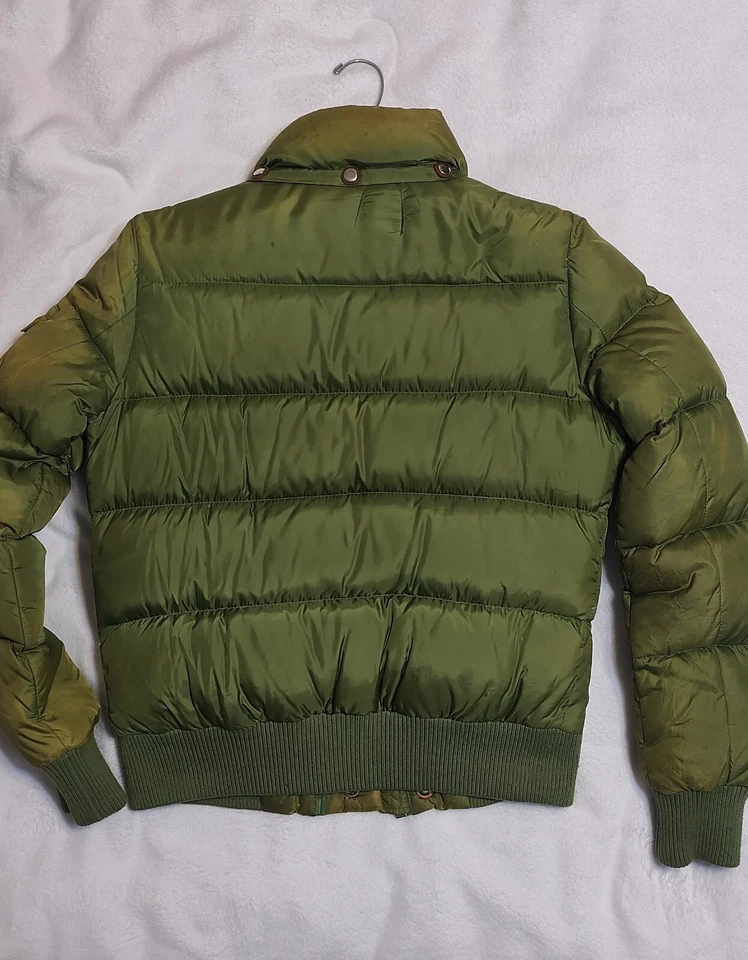 Womans True Religion Goose Down Jacket Green Puffer Coat Size S Pockets Insulate - Image 2 of 4