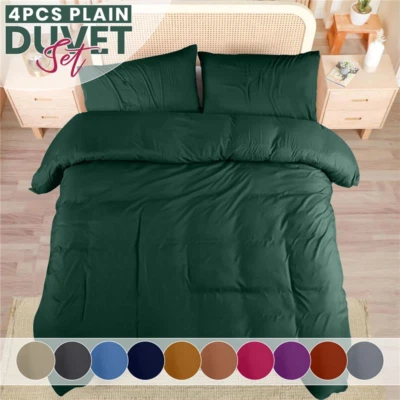 IMPERIAL ROOMS Reversible Duvet Cover 4 Piece bedding Set & Fitted Sheet & Pillowcase All Sizes