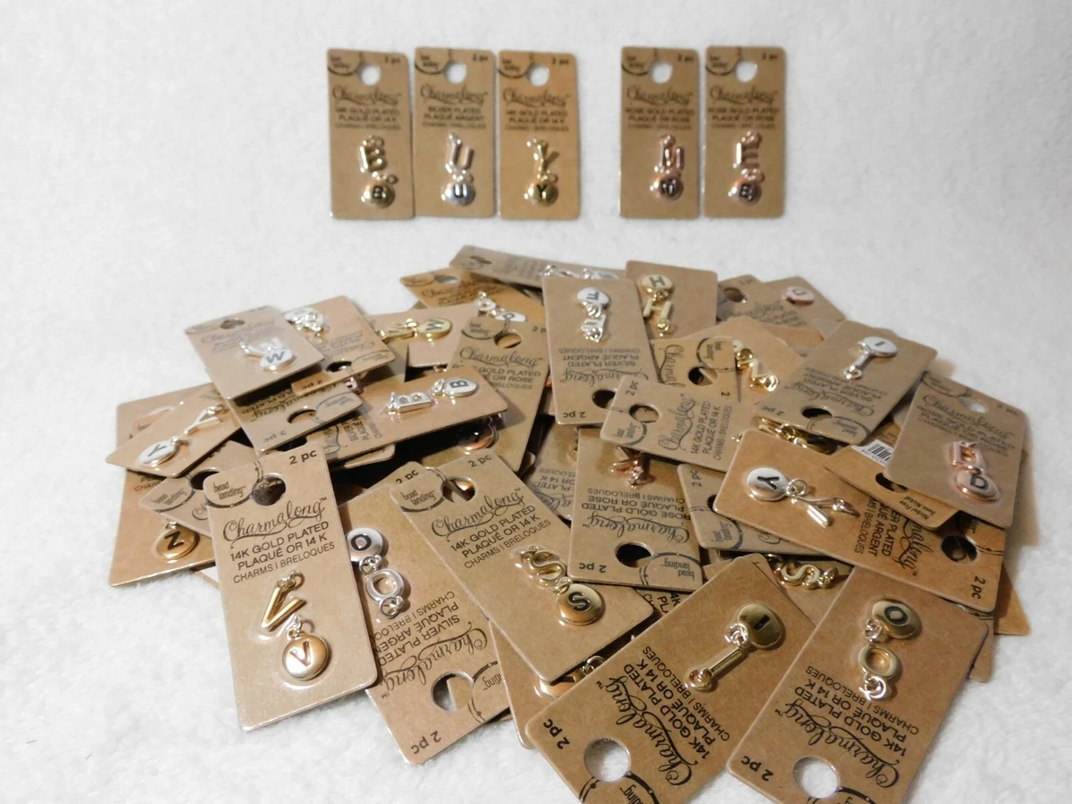 Jewelry Charms (Letters) Lot of 69 14K gold Plated, Silver Plated, Rose  Gold,New