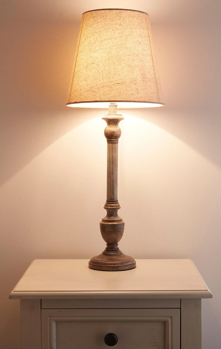 Grey Shabby Chic Table Lamp in a grey washed finish Tall Lamp with