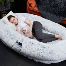 Human Sized Dog Bed Soft Sherpa Fluffy Fleece Thermal Pet Bed For Kids & Adults