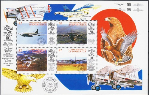 Dominica 1998 Royal Air Force 80th Aviation Planes RAF Military sht MNH - Picture 1 of 1