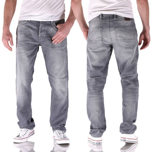 Jack \u0026 Jones Tim Leon GE067 Slim Straight Grau Herren Jeans | eBay