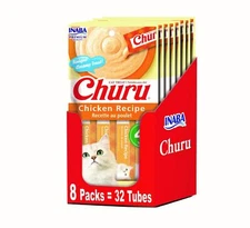 INABA Churu Lickable Pur�e Natural Cat Treats - Chicken Recipe (4 Servings pe...