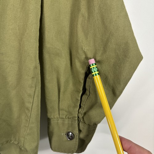Boy Scouts of America Uniform Shirt Long Youth Large Green Collarless VTG Damage - Picture 2 of 16