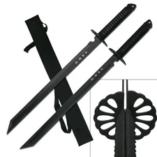 28" Dual Sword Set Ninja Full Tang Machete w/ Carry Sheath