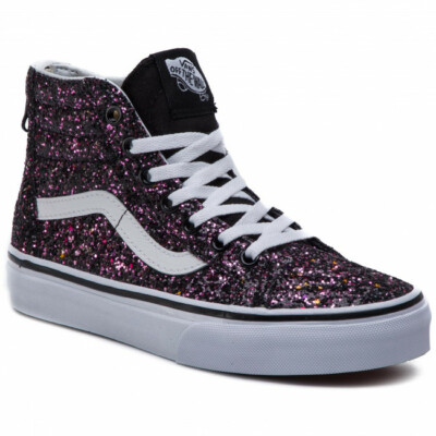 Vans sk8 High Zip Back Glitter Purple Black Girl Girl