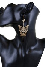 Women Hook Earring Gold Metal Flying Butterfly Spring Summer Fashion Jewelry Set