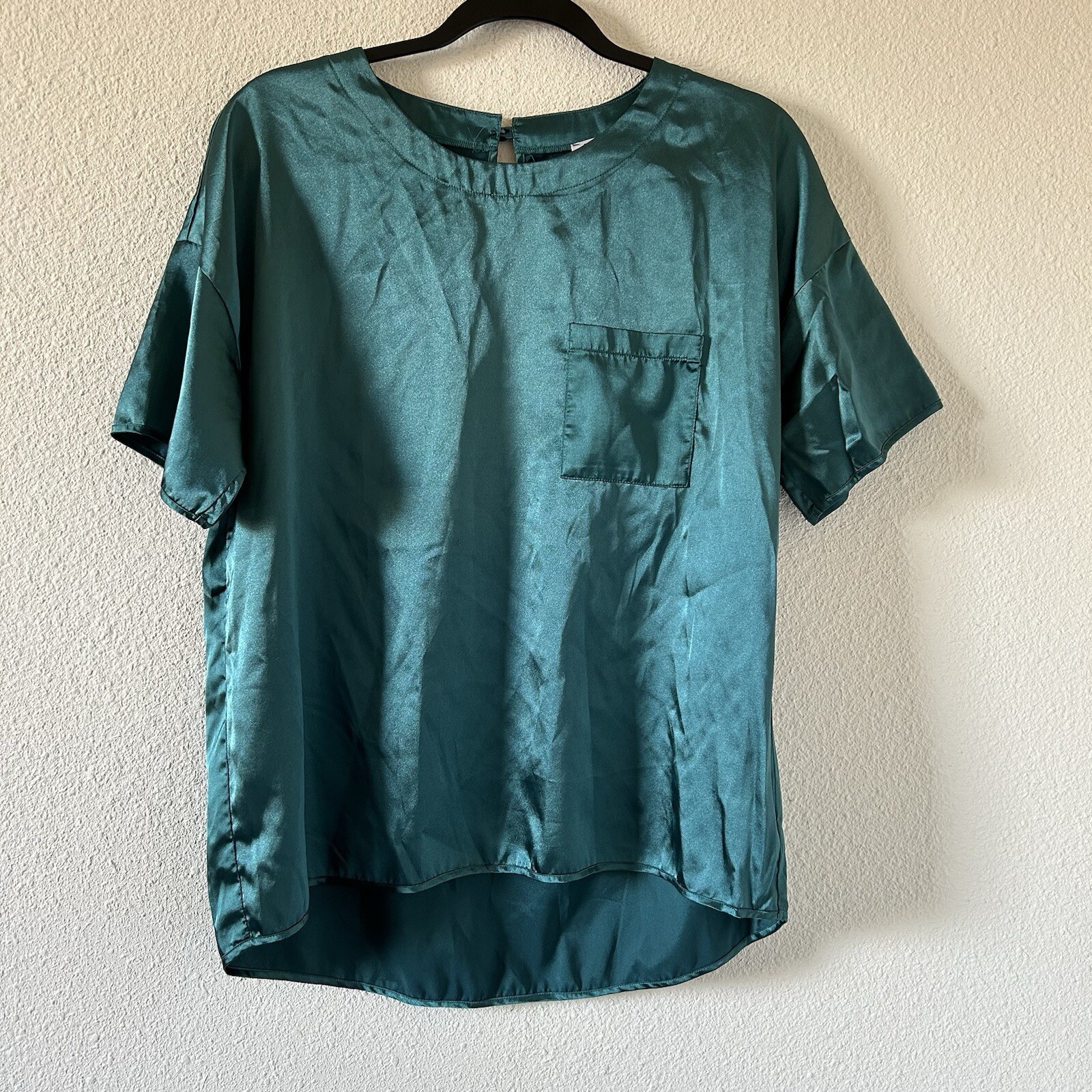 EKOUAER Women's Teal Silk Blouse for Work Parties Dates Relaxed Fit