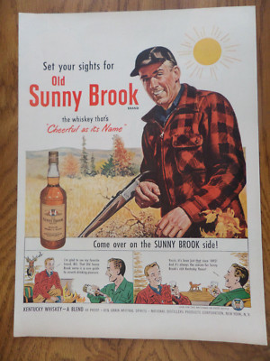 1950 Sunny Brook Whiskey Ad Outdoors Fall Day Shotgun Hunting 