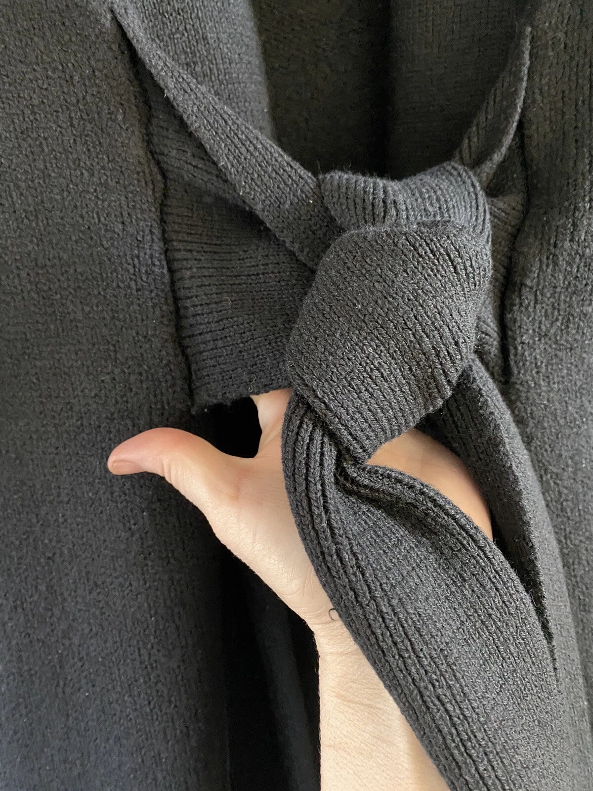 Cappotto Acne Studios donna XS nero lana bollita cravatta anteriore oversize Coatigan