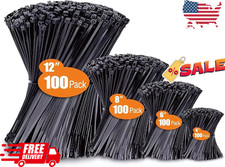 Zip Ties Assorted Sizes 4 6 8 12 , 400 Pack, Black Cable Ties, UV Resistant