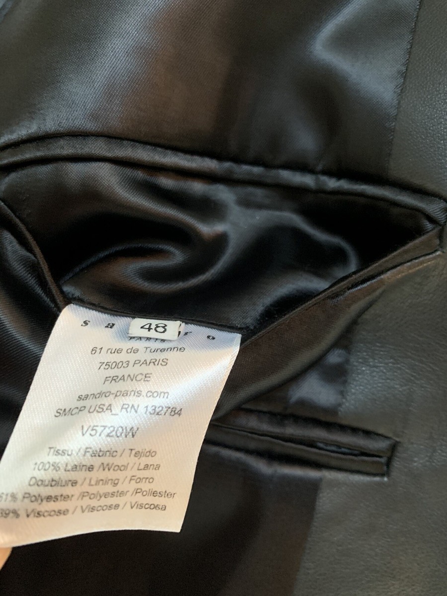 $845 Sandro Paris Leather Lapel Black Blazer Jacket 48 38 | eBay $845 Sandro Paris Leather Lapel Black Blazer Jacket 48 38 | eBay