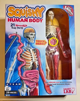 SmartLab Toys Squishy Human Body with 21 Removable Body Parts with Anatomy Book