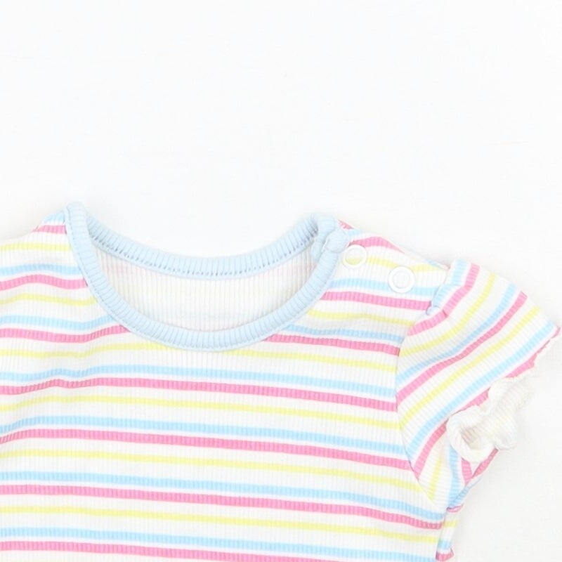 Primark Girls Striped Cotton Blend T-Shirt Size 0-3 Months image 4