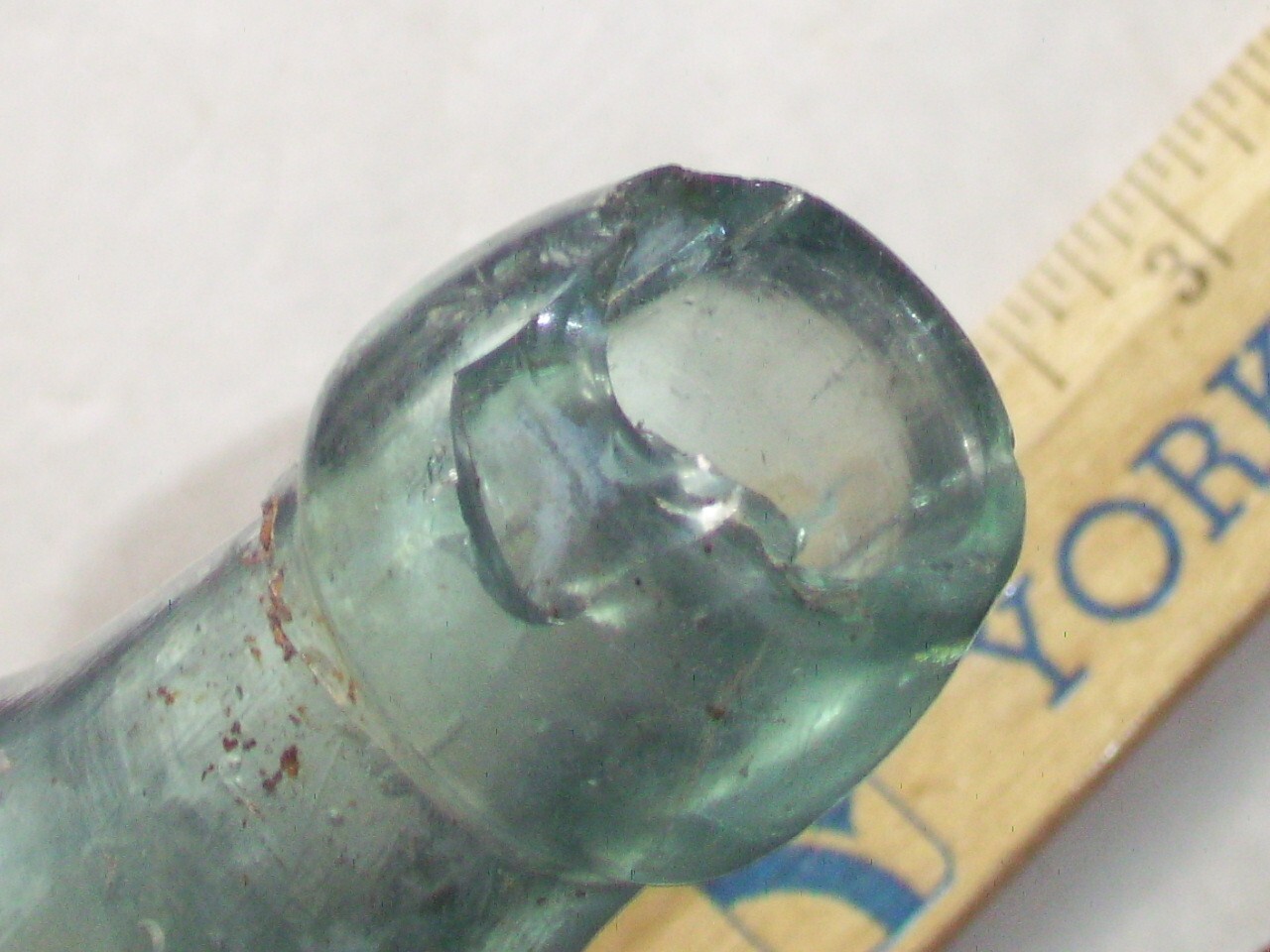 Vintage blue embossed  E. Marsili Harrisburg, Pa. affixed blob top glass bottle