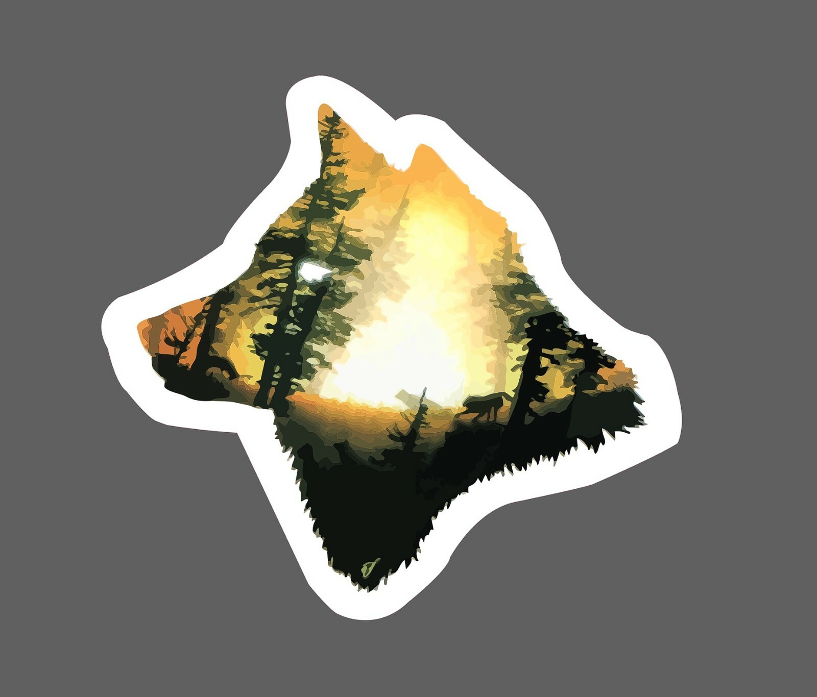 Wolf Sticker Wild Forest Scene Waterproof - Buy Any 4 For $1.75 Each Storewide!