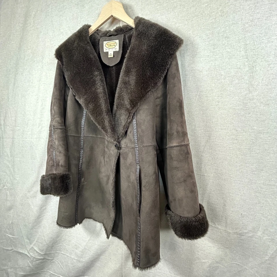 Chaqueta De Colección Talbots Penny Lane Mediana Pequeña Marrón Imitación Gamuza Abrigo Boho Y2K Foto 2 de 4