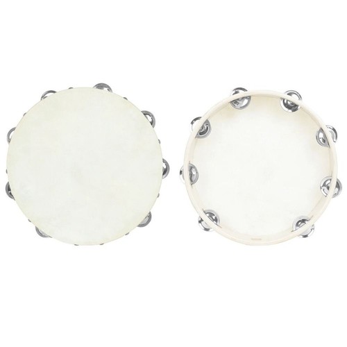4/6/8/10" Musical Tambourine Wood Hand Held Tamborine Drum Round Percussion Gift - Picture 2 of 17