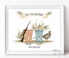 HUNTING WELLIES WEDDING PRINT - Anniversary - PERSONALISED 