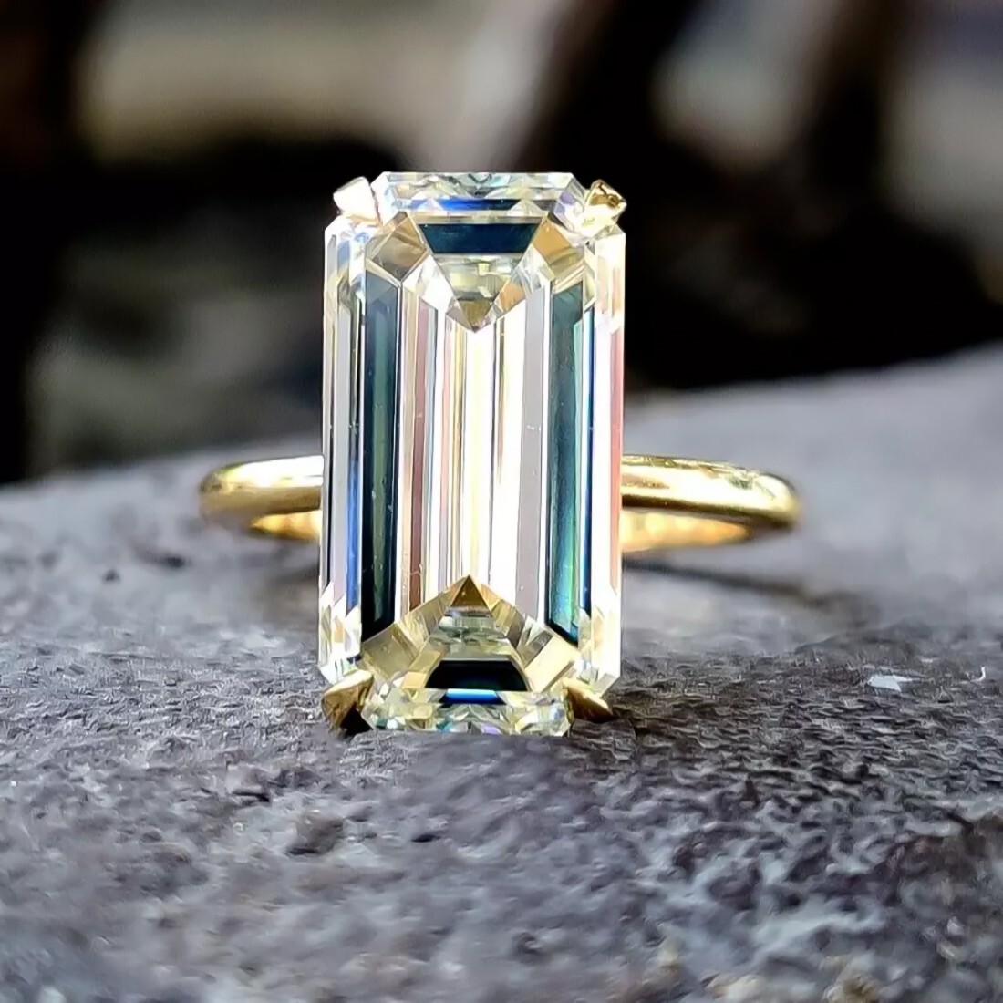 4.80 Ct Emerald Cut Off White Diamond Ring 925 Silver Gift Jewelry