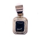 Vintage Sterling Silver 925 Black Onyx Cabochon Modernist Geometric Pendant 9.6g — photo 1