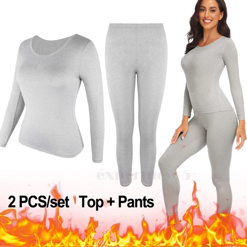 Womens Winter Ultra-Soft 2 Pc Thermal Set Top and Bottom Long Underwear Warm - Picture 18 of 27