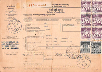 8828 01 DEUTSCHLAND GERMANY PFRONDORF TO PESCARA - BULLETIN D EXPEDITION - 1968