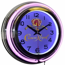 Crown Royal Sign 15" Purple Double Neon Clock