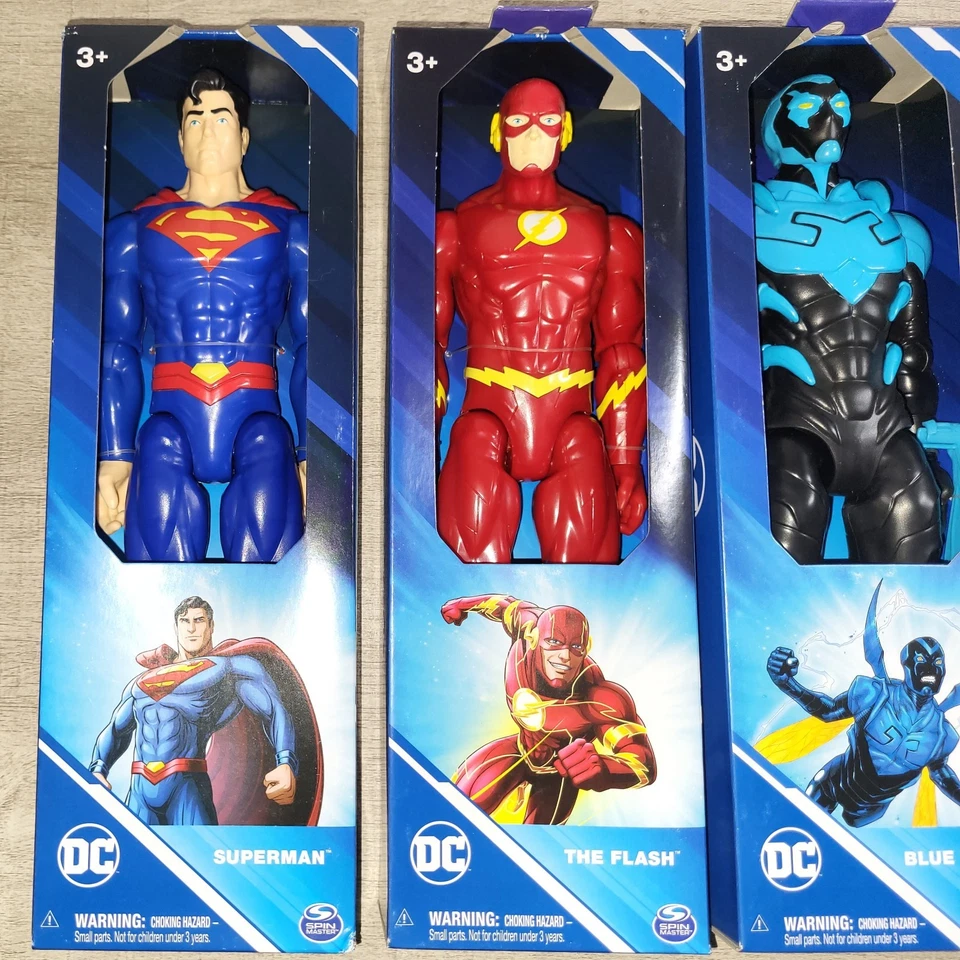 DC Comics Superman Flash Blue Beetle Aquaman 12" figuras de acción NUEVO conjunto de caja Foto 3 de 4