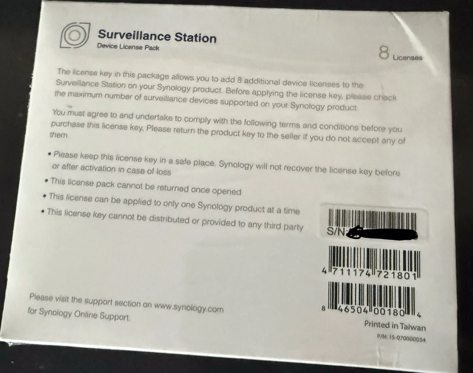 Synology 8-Camera License Key for Surveillance Station (CLP8) - Image 2 of 2