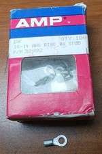 AMP 32992 Ring Terminal 16-14 AWG #8 Stud Crimp Connector Made in USA Lot Of 100