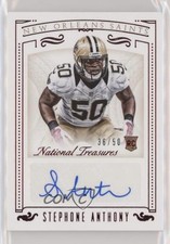 2015 Panini National Treasures Jersey Number Red 36/50 Stephone Anthony Auto sm1