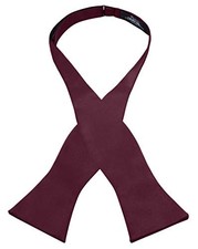 Men's Self-Tie Satin Bow Tie - Faux Silk for Wedding Tuxedo Burgundy