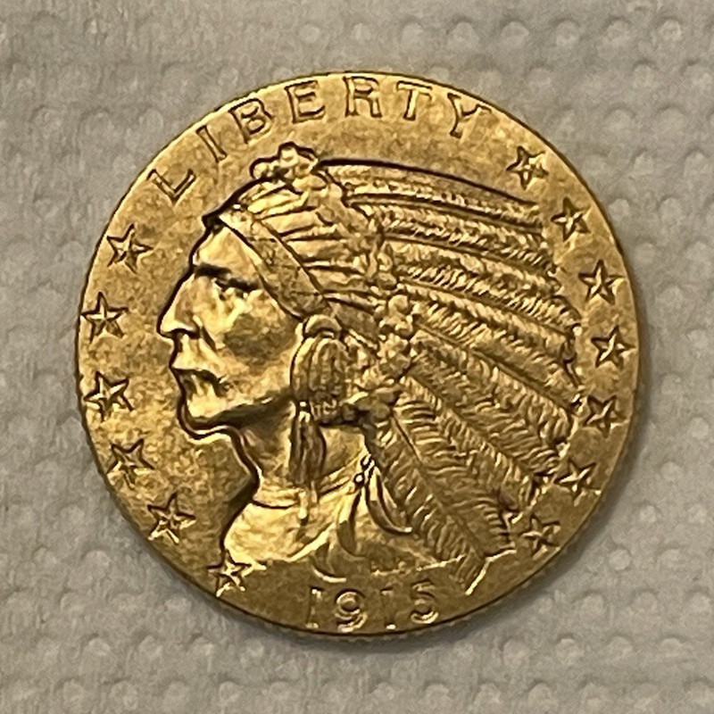 1915 Indian Head $5 Gold Eagle Coin Business Strike Philadelphia 0.900 KM#102