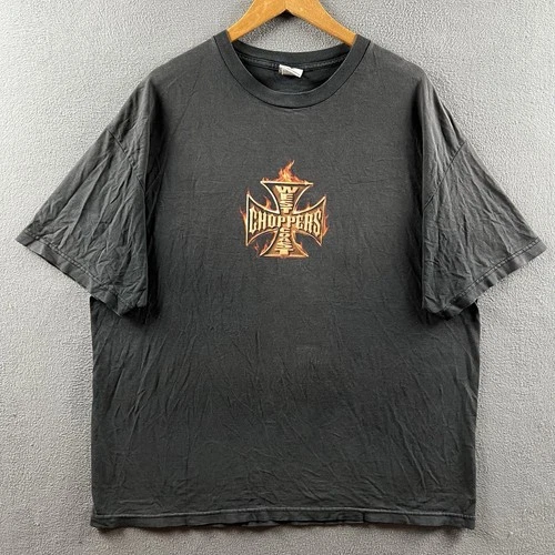 West Coast Choppers Shirt Mens 2XL Black Faded Flame Vintage vintage concert t-shirt, vintage, size XXL, single stitch, B+ condition