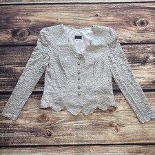 Vintage Cache By Bari Protas Lace Cardigan Coat Size 16 Made In USA