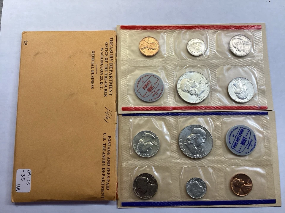 1961 P&D Uncirculated US Mint Silver Set with Original Packaging 091125 36uk - Image 2 of 4