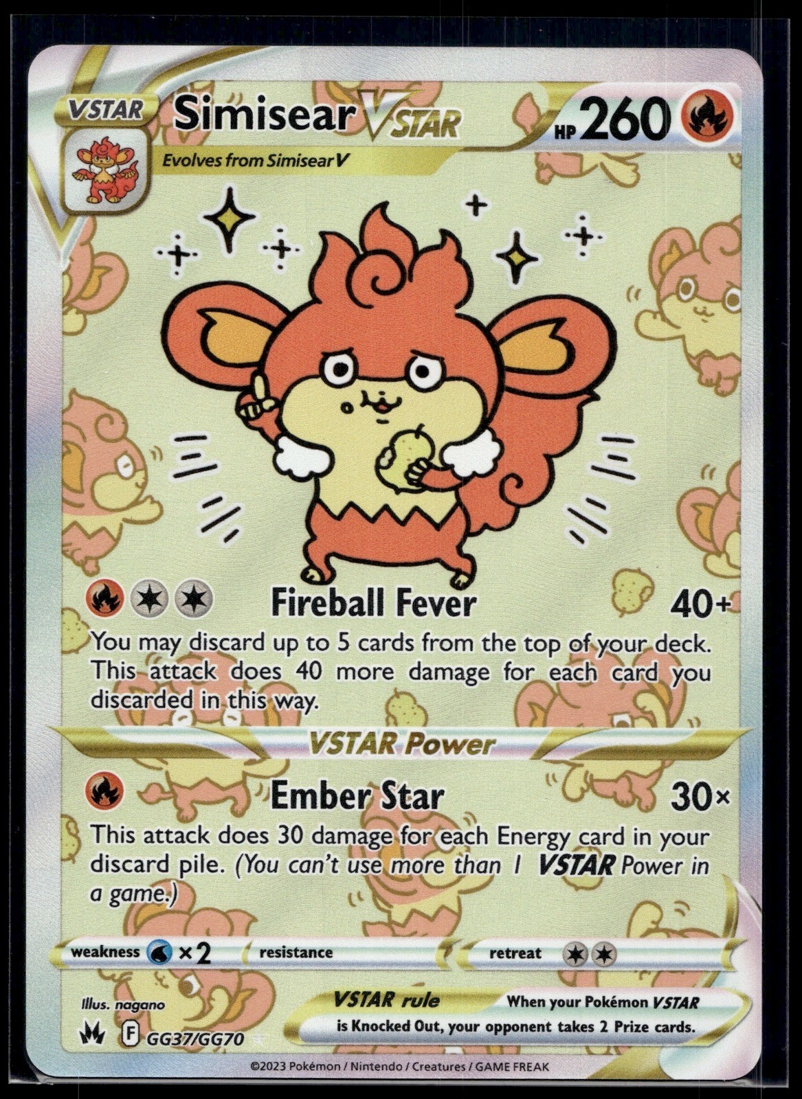 Simisear VSTAR Holo Ultra Rare SWSH: Crown Zenith: Galarian Gallery GG37/GG70 NM