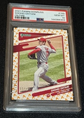 PSA 10 Panini Donruss Shohei Ohtani #199 On Fire /75 GEM MINT 2021 Low Pop 💎