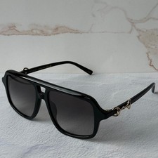 NEW Gucci GG2052S Black Gold Horsebit Aviator Sunglasses 515