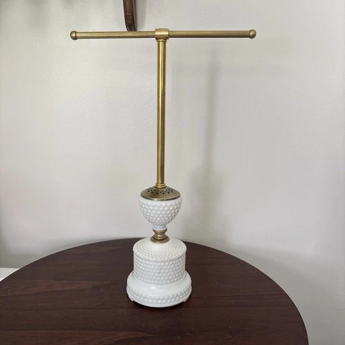 RESERVED For OldRedDoor Jewelry Stand Repurposed Vintage Milk Glass Lamp