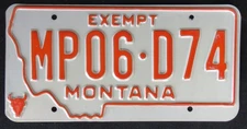 MONTANA EXEMPT STATE OWNED M/P  license plate  1979   random number