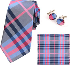 Ties Set Men Mixed Color Necktie Handkerchief Cufflinks with Gift Box 3 PCS