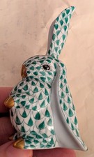 Herend Bunny Rabbit One Ear Up Porcelain Figu...