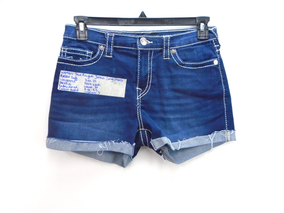 True Religion Jennie Curvy Blue Shorts Womens Size 29 (30x3